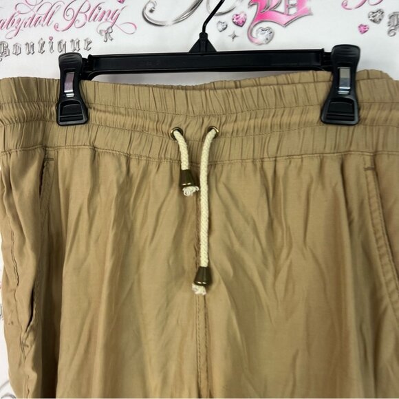 Jeanswest joggers cuff bottom brown Tan Drawstring Pants cargo style tie up - Picture 4 of 7